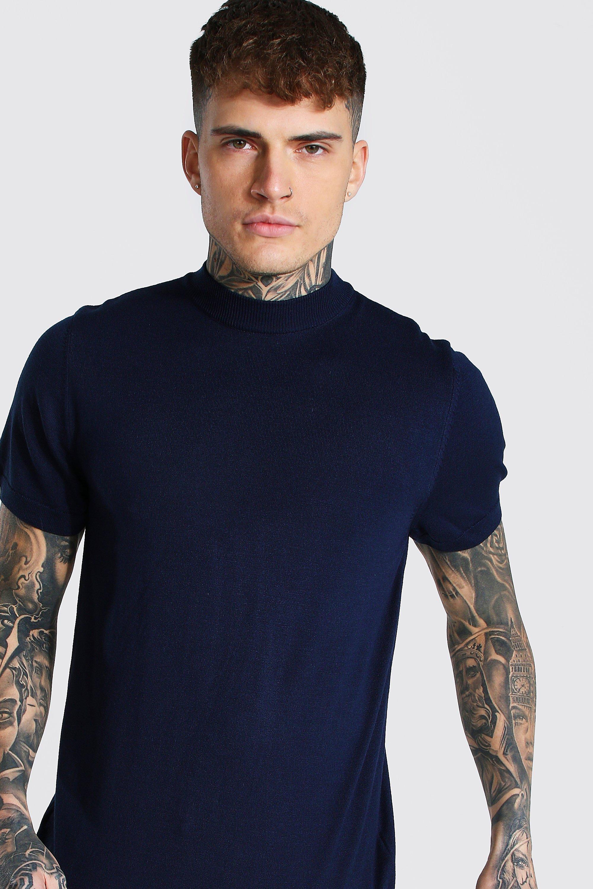 Camiseta cuello alto manga corta hombre new arrivals